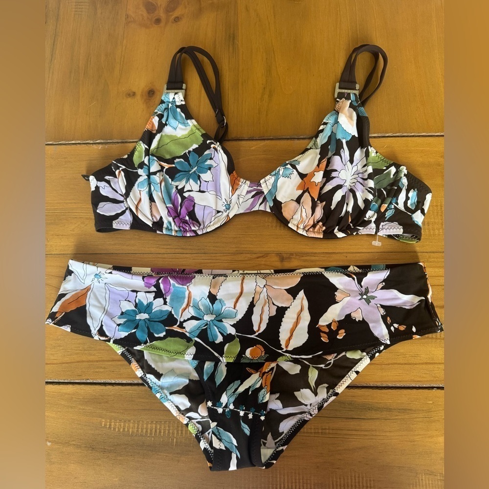 Studio Shan Womens Floral Bikini Top Size 14C Bottoms Size 12